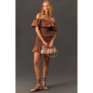 Anthropologie | Dresses | Anthropologie Brown And Pink Mini Dress | Poshmark